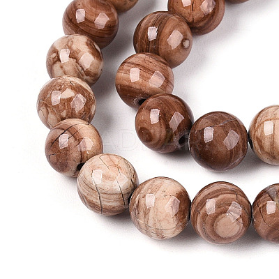 Natural Wood Lace Stone Wooden Jasper Beads Strands G-T143-30A-03-1