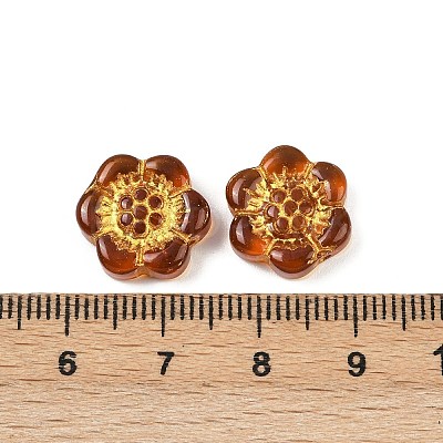 Baking Paint and Golden Metal Enlaced Glass Beads DGLA-T004-10M-1