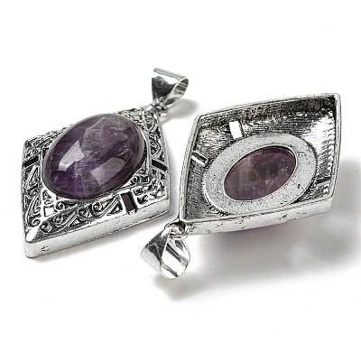 Natural Amethyst Big Pendants G-Z050-08B-1