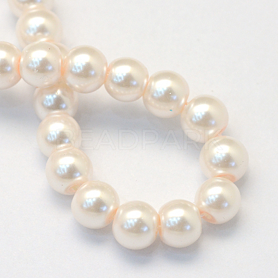 Baking Paint Pearlized Glass Pearl Round Bead Strands HY-Q330-8mm-41-1