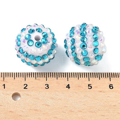 Striped Resin Rhinestone Beads OACR-A037-01D-1