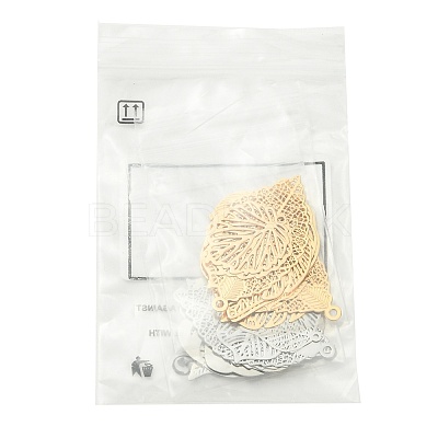 20Pcs 5 Styles Rack Plating Brass Filigree Pendants KKC-FS0001-05KCG-1