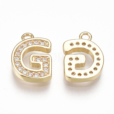 Brass Cubic Zirconia Charms KK-S348-330G-1