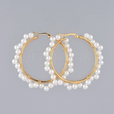 Beaded Hoop Earrings EJEW-JE03803-1