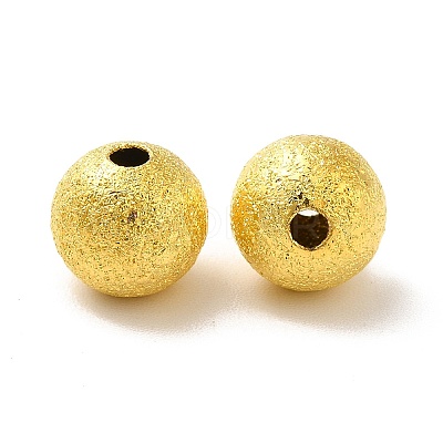 8mm Golden Color Brass Round Spacer Textured Beads X-EC225-G-1