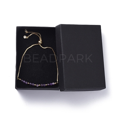 Adjustable Natural Amethyst Slider Bracelets BJEW-JB04929-04-1