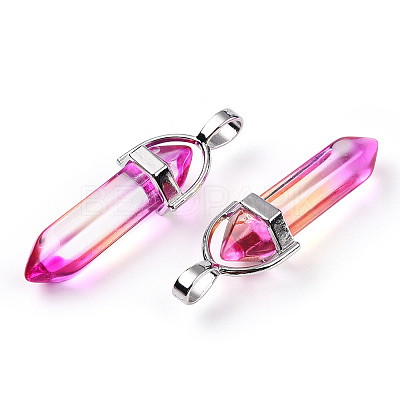 Faceted Bullet Glass Pointed Pendants GLAA-CJC0001-16C-1