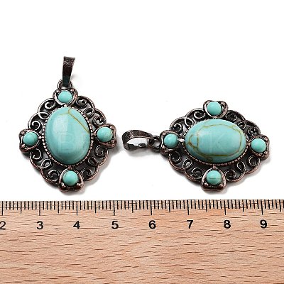 Synthetic Turquoise Rhombus Pendants G-K363-02R-18-1