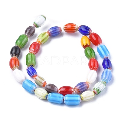 Oval Handmade Millefiori Glass Beads Strands LK-R004-38-1