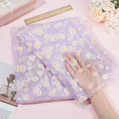 4 Yard Daisy Pattern Nylon Mesh Fabric AJEW-WH0314-459A-1