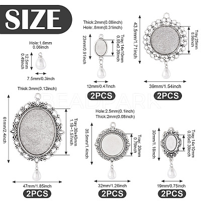 10Pcs 5 Style Alloy Pendant Cabochon Settings HJEW-TAC0120-1