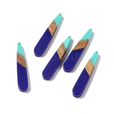 Opaque Resin & Walnut Wood Pendants RESI-M027-12B-1