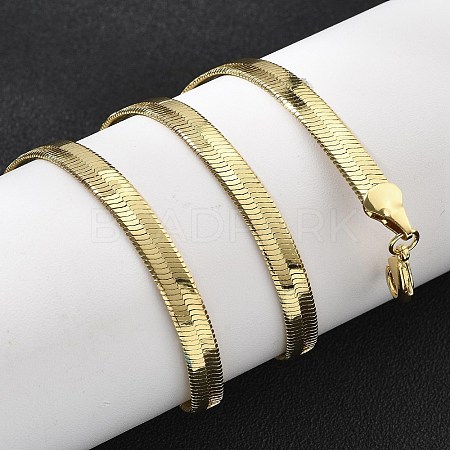 Brass Flat Snake Chain Necklaces for Women NJEW-U035-04G-1