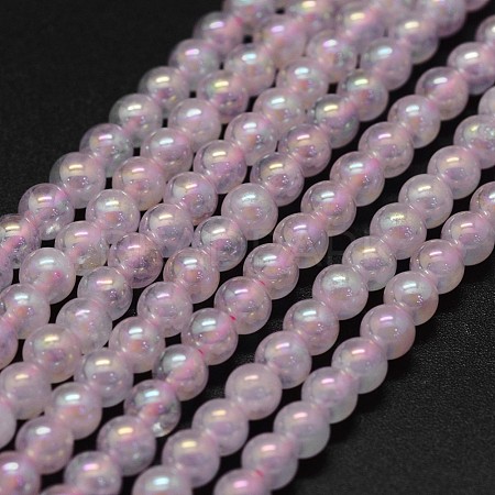 Electroplated Natural Rose Quartz Beads Strands G-K285-06-4mm-1