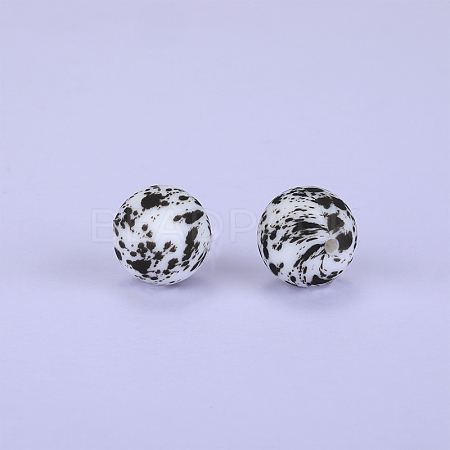Printed Round Silicone Focal Beads SI-JX0056A-182-1