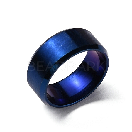 Titanium Steel Wide Band Finger Rings for Women Men RJEW-WH0009-13A-BU-1