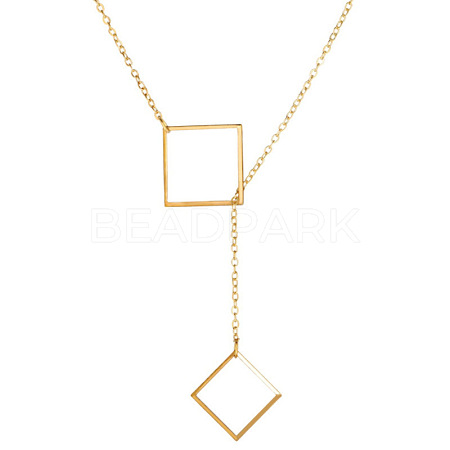 Alloy Cable Chain Square Lariat Necklaces for Women WG98ABB-01-1