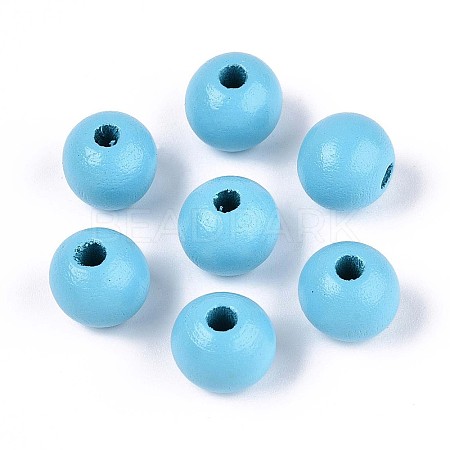 Spray Painted Round Natural Schima Wood Beads WOOD-A018-12mm-09-1