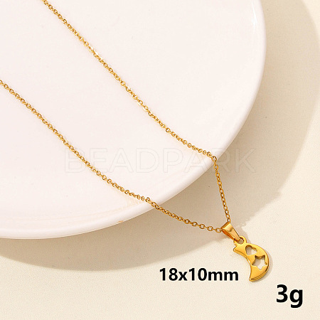 304 Stainless Steel Moon Pendant Necklace JY7792-6-1