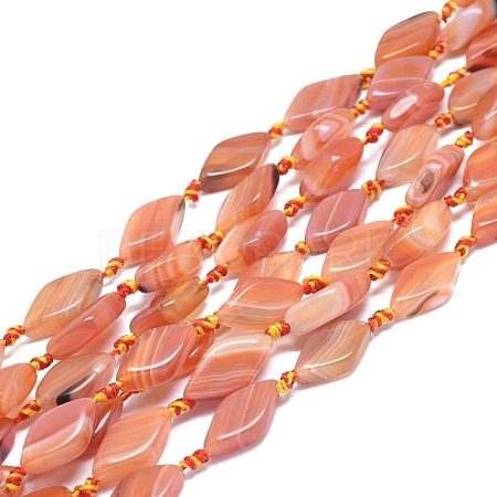 Natural Banded Agate/Striped Agate Beads Strands G-L544-052-1