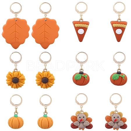 Thanksgiving Day Theme Handmade Polymer Clay Pendant Locking Stitch Markers HJEW-SW00030-1