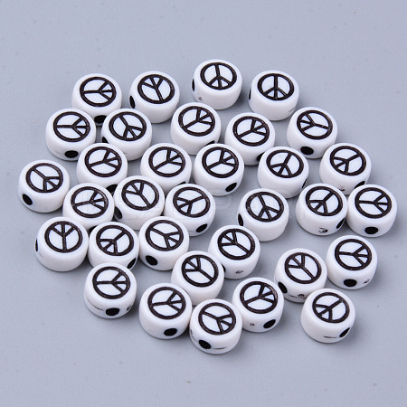 Opaque White Acrylic Beads X-MACR-S273-42A-1