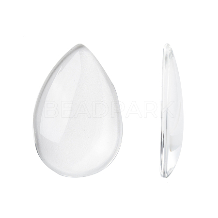 Transparent Teardrop Glass Cabochons X-GGLA-R024-30x20-1