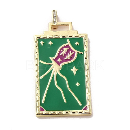 Brass Micro Pave Cubic Zirconia Pendant with Enamel KK-H458-02G-M02-1