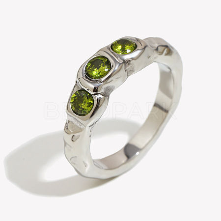 316L Surgical Stainless Steel Pave Cubic Zirconia Finger Rings WGCD260-06-1
