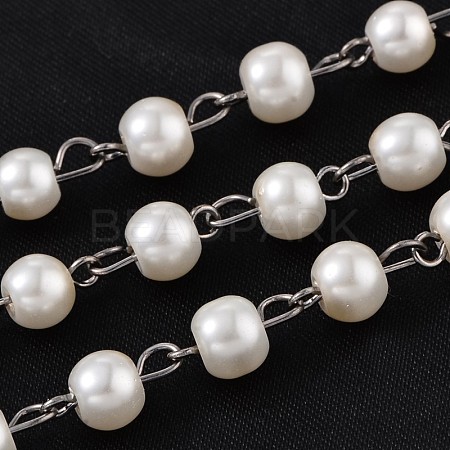 Handmade Glass Pearl Beaded Chains for Necklaces Bracelets Making AJEW-JB00133-01-1