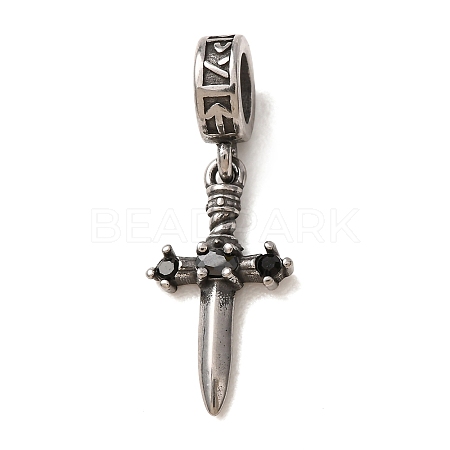 316 Surgical Stainless Steel & Rhinestone European Dangle Charms SA-CBA7555-17AS-01-1