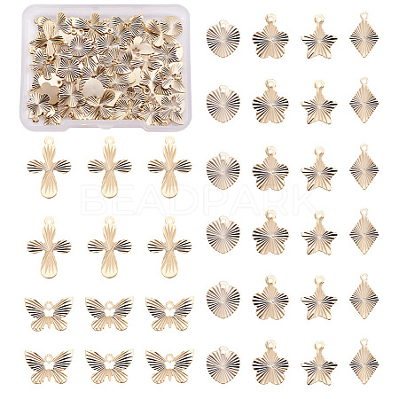 Spritewelry 84Pcs 6 Style Brass Charms & Pendants KK-SW0001-03-1