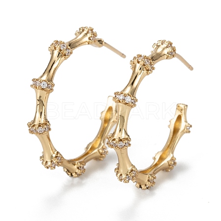 Half Hoop Sparkling Cubic Zirconia Stud Earrings for Girl Women EJEW-H126-02G-1