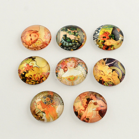 Sexy Woman Pattern Glass Flatback Cabochons GGLA-R026-18mm-17-1