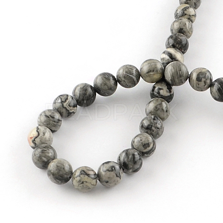 Natural Map Stone/Picasso Stone/Picasso Jasper Beads Strands G-S188-8mm-1