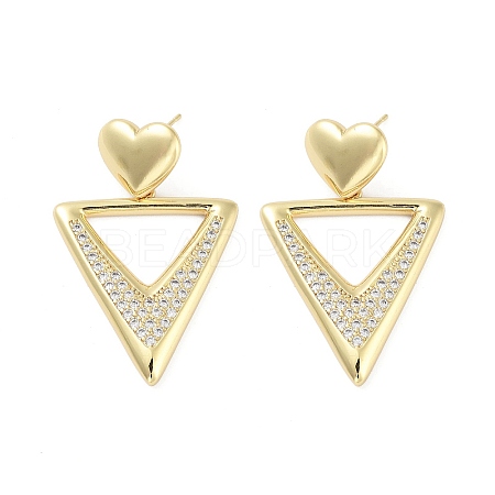 Rack Plating Brass Micro Pave Cubic Zirconia Studs Earrings EJEW-B047-03G-02-1