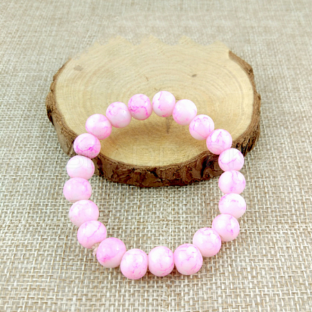 Glass Imitation Natural Agate Round Beaded Stretch Beaded Bracelets WG8D788-06-1