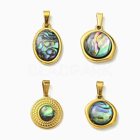 Natural Paua Shell & Acrylic  Pendants PALLOY-JF05942-01-1