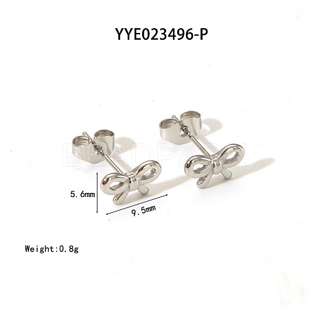 Elegant 304 Stainless Steel Bowknot Stud Earrings CR5364-4-1
