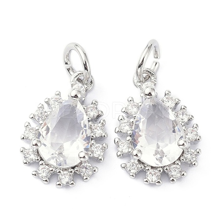 Brass Cubic Zirconia Charms ZIRC-C022-10P-1
