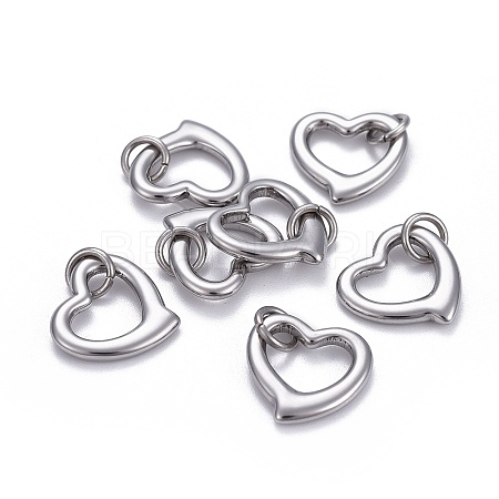 Non-Tarnish 304 Stainless Steel Open Heart Charms STAS-L218-14P-1