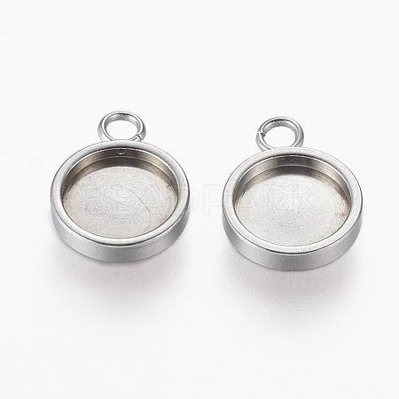Non-Tarnish 304 Stainless Steel Charm Cabochon Settings X-STAS-L195-08P-1
