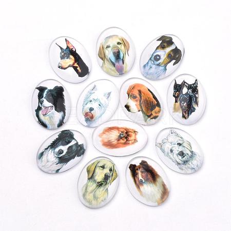 Puppy Photo Flatback Glass Cabochons GGLA-S034-25x18-034-1