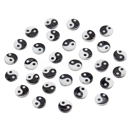  50Pcs Natural Freshwater Shell Printed Beads SHEL-NB0001-56A-1