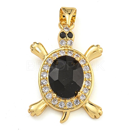 Tortoise Rack Plating Brass Micro Pave Cubic Zirconia Charms KK-G513-78A-03G-1