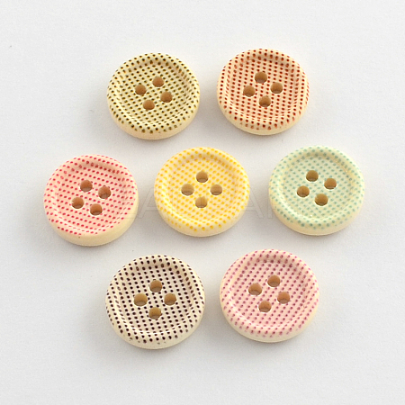 4-Hole Printed Wooden Buttons X-BUTT-R032-070-1