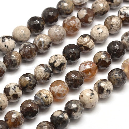 Dyed Natural Agate Faceted Round Beads Strands X-G-E268-17-1
