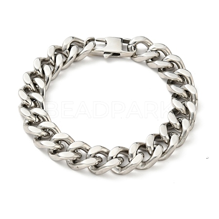 Non-Tarnish 201 Stainless Steel Curb Chain Bracelet for Men Women BJEW-H550-06A-P-1