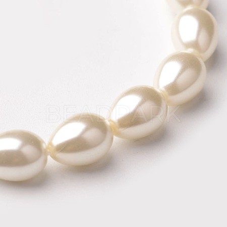 Eco-Friendly Glass Pearl Teardrop Beads Strands X-HY-O001-C-01A-1