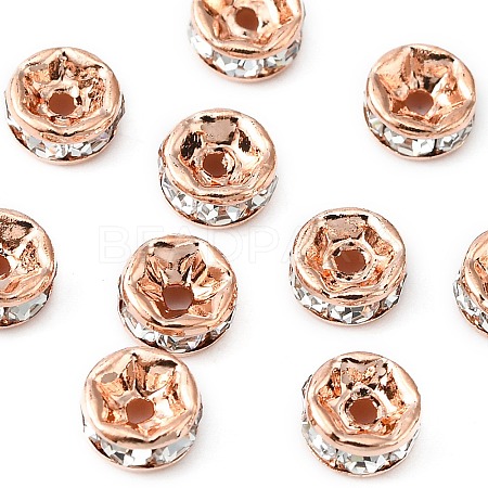 Brass Rhinestone Spacer Beads RB-YW0001-04B-01RG-1